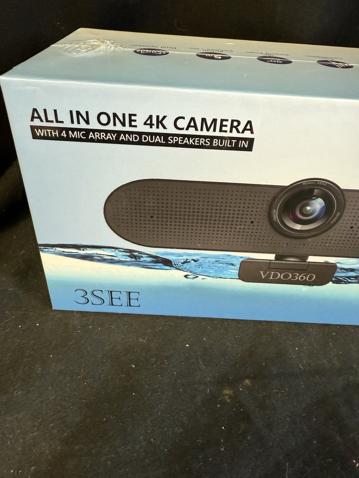 New VDO 360 3See All in 1 4K Camera w 4 Mic Array & Dual Speakers USB Computer