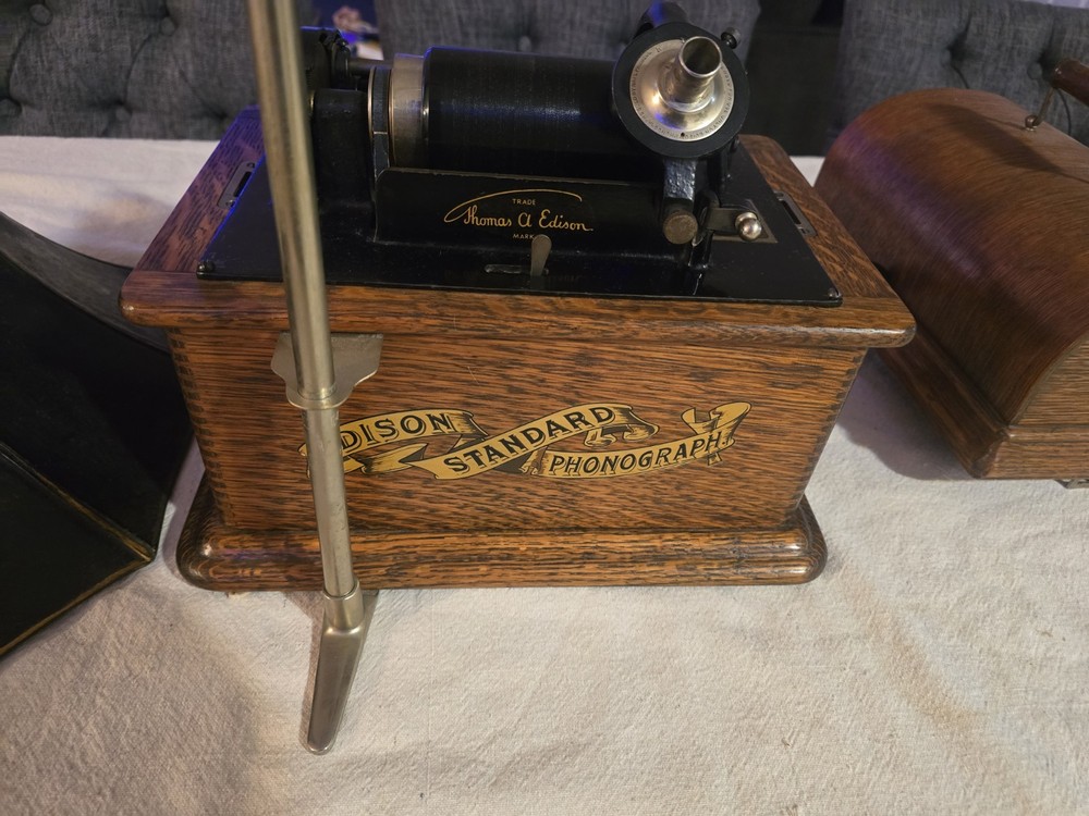 Edison Standard Phonograph w/ Horn + Extras