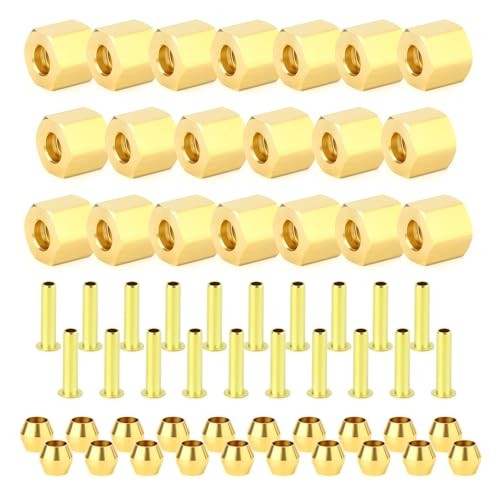 60PCS Brass Compression Fitting,Sleeve Ferrules&Insert Tube 1/8" OD,60Pack Kit