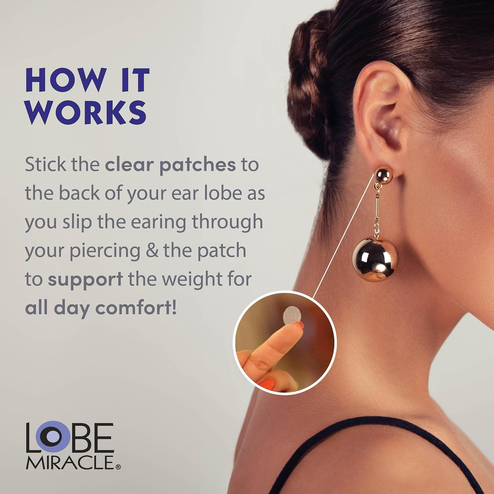 - Clear Earring Support Patches - Earring Backs for Droopy Ears - E