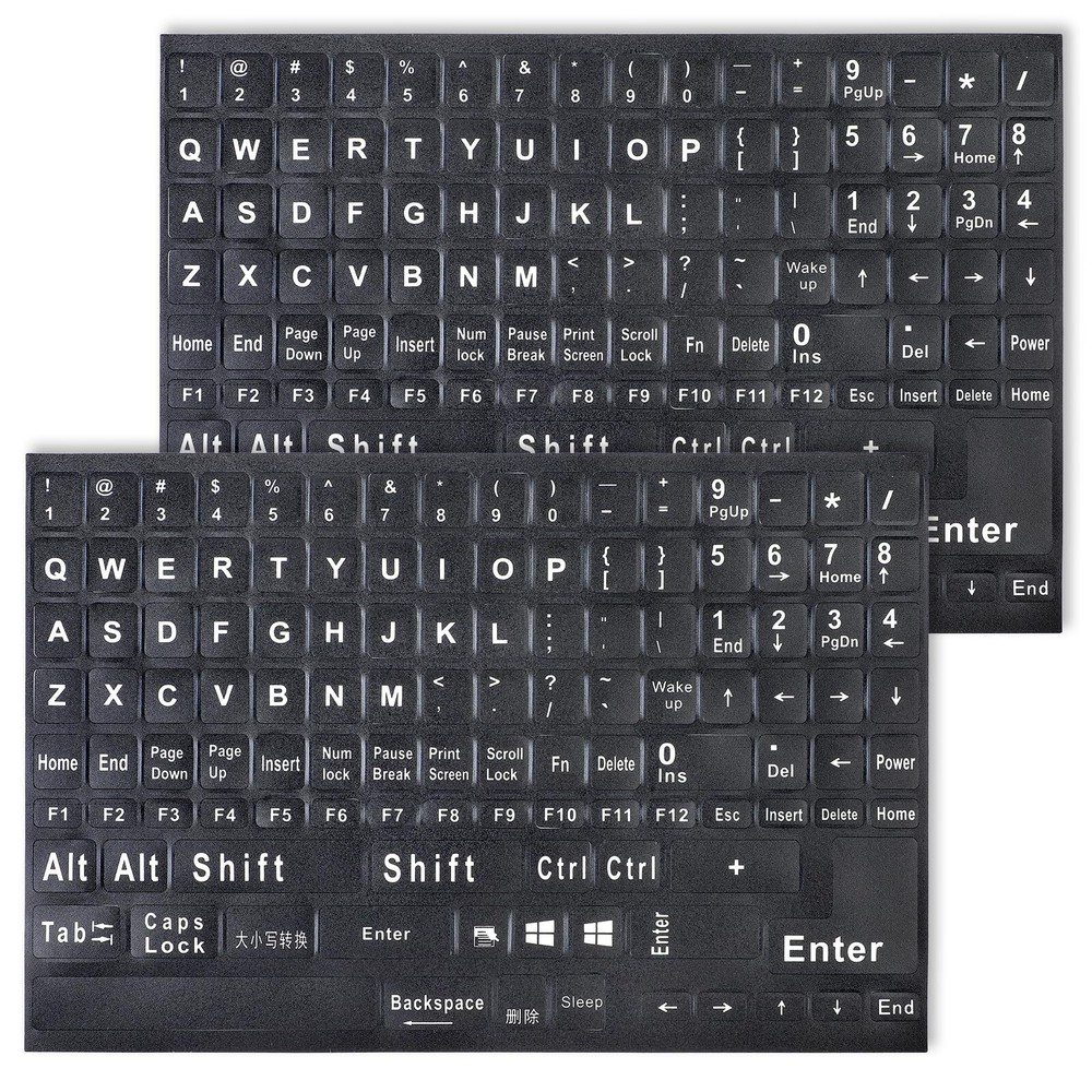 2 Pack Universal English Computer Stickers Keyboard Replacement Letters Stickers
