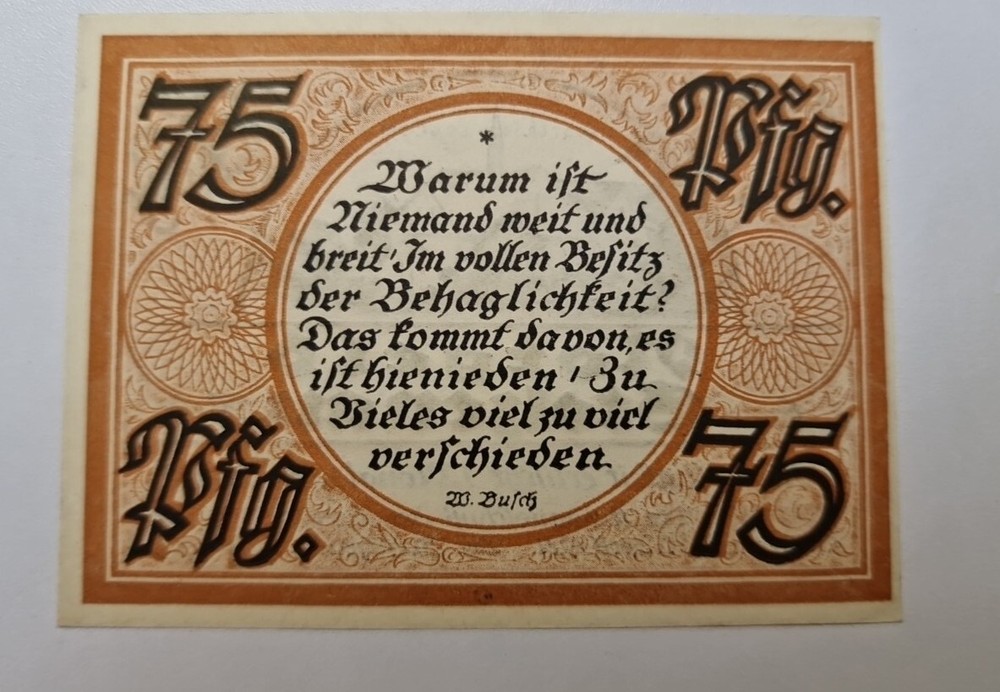 75 Pfennig 1921 Excellent Condition Old BANKNOTE Germany