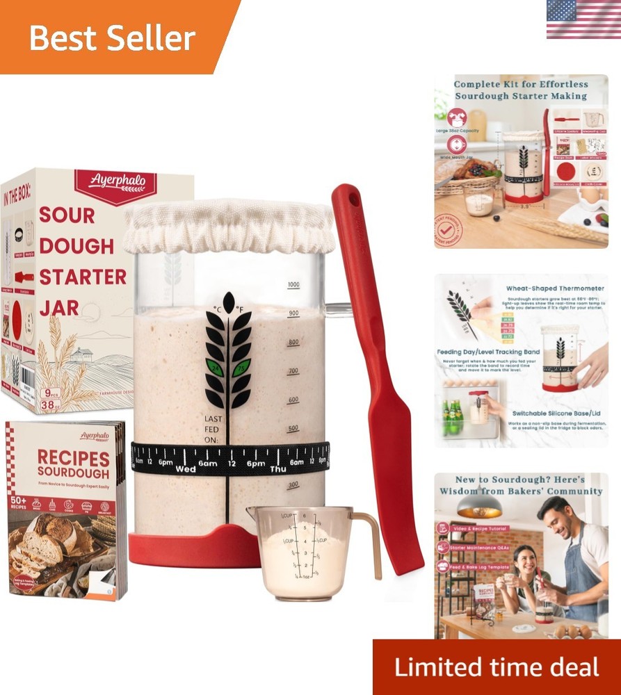 Complete Sourdough Baking Set - 38oz Kit with Step-by-Step Cookbook & Supports