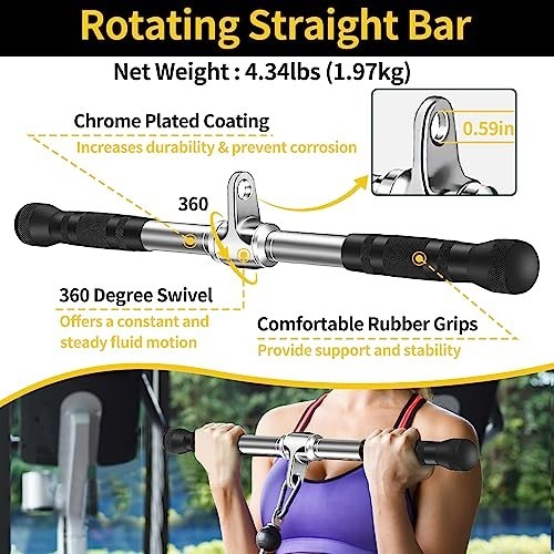 LAT Pulldown Cable Machine Attachment, Triceps Pull Down Accessory for Home Gym
