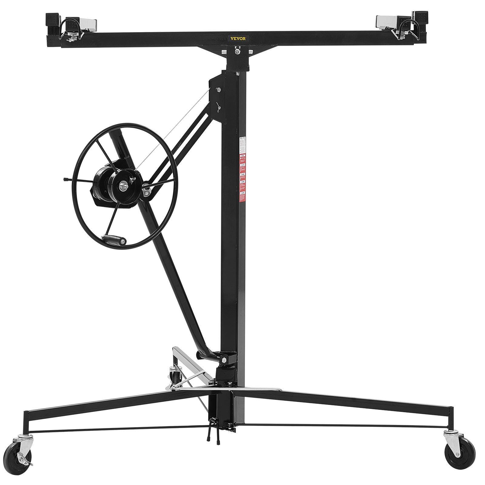 VEVOR 11ft Drywall Lift 150 lbs Sheetrock Hoist Adjustable Arm Lockable Wheels