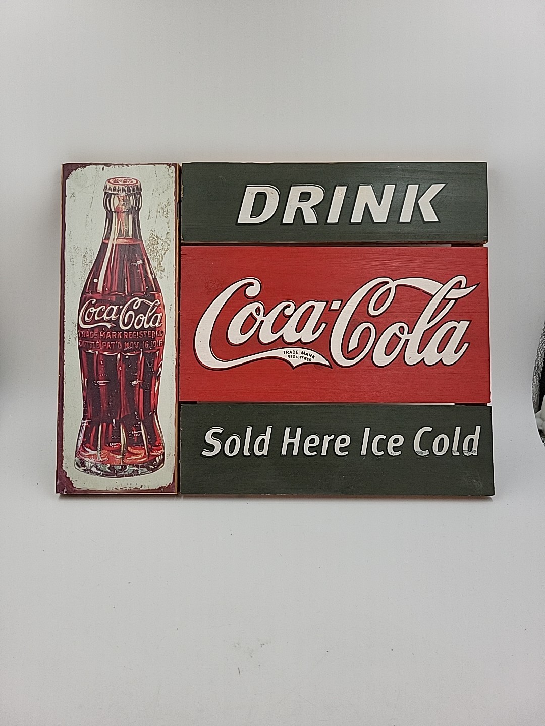 Wood DRINK Coca-Cola Sold Here Ice Cold Sign