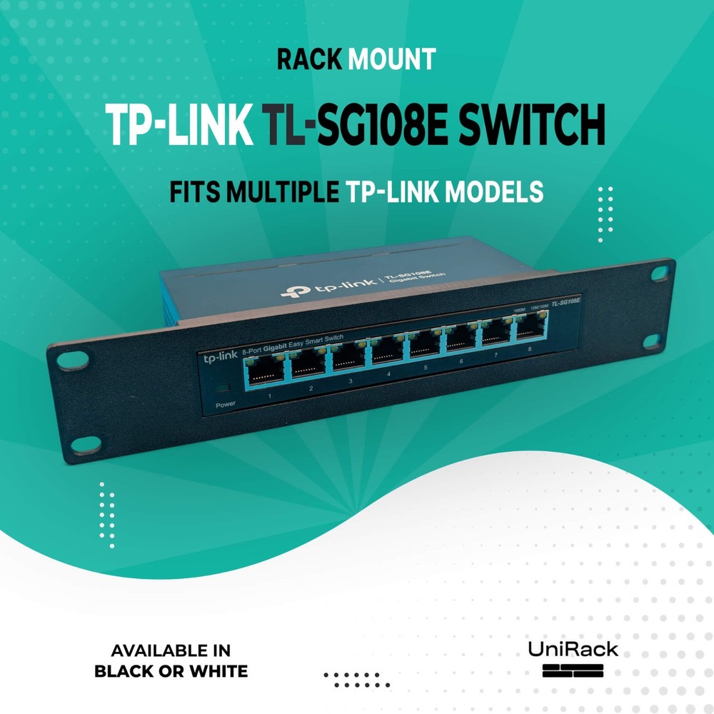 10" Rack Mount for TP-Link TL-SG108E Switch - Fits Multiple TP-Link Models