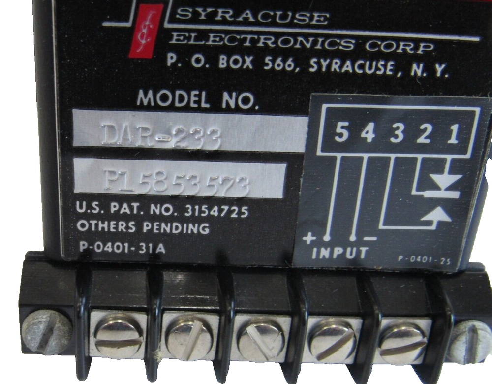 NEW SYRACUSE ELECTRONICS DAR-233 TIME DELAY RELAY DAR233