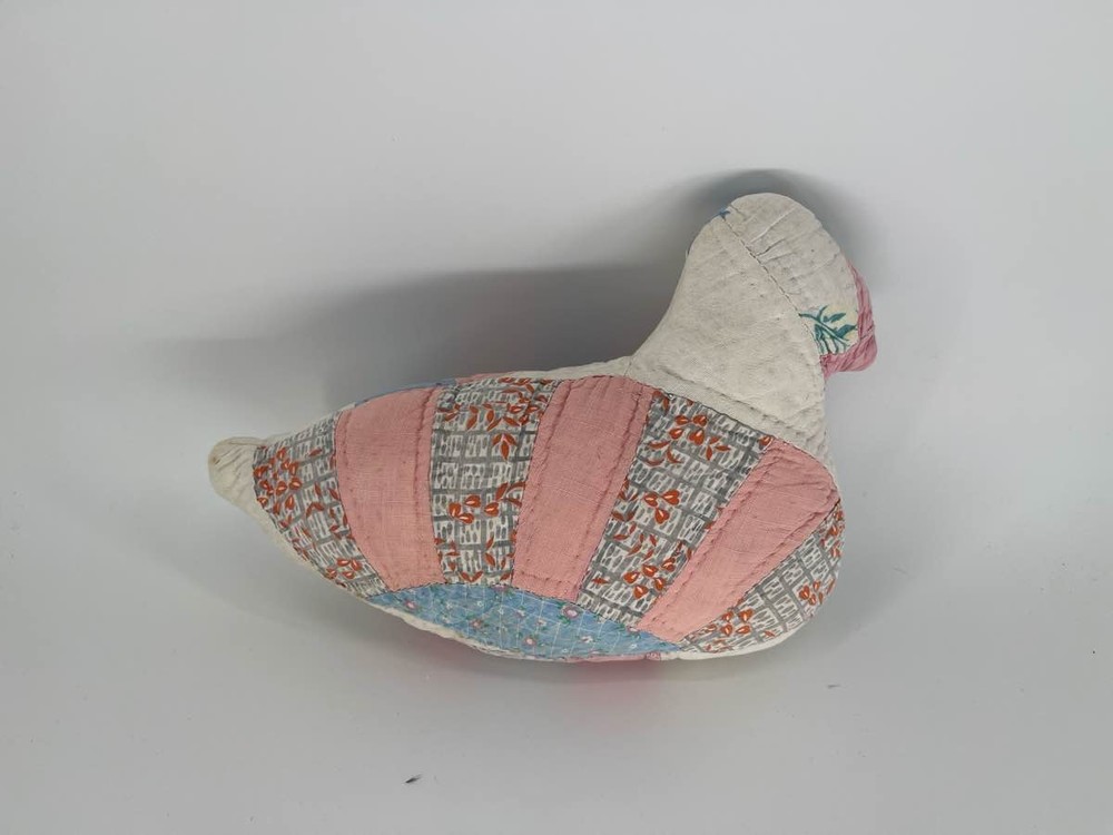 Handmade Quilted Patchwork Duck Goose Plush Pink Blue