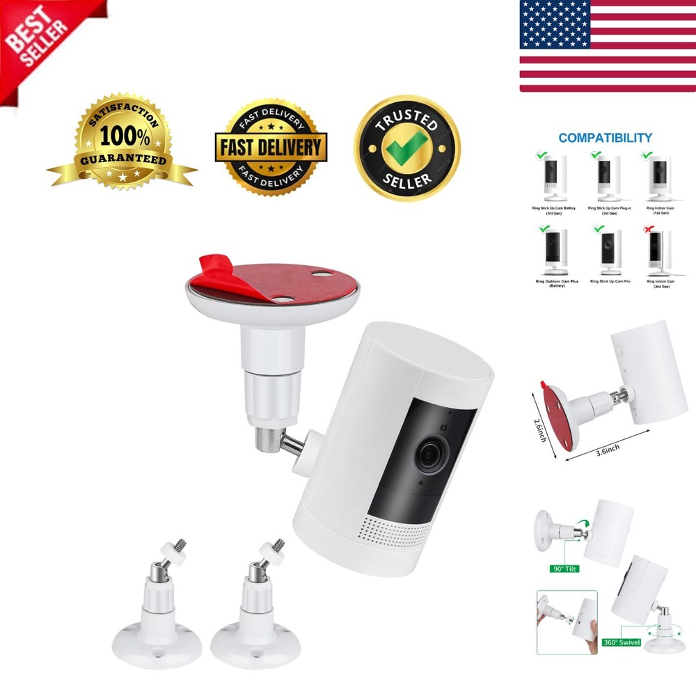 Versatile 2-Pack Camera Wall Mount with Strong Adhesive - Ideal for Ring Cams