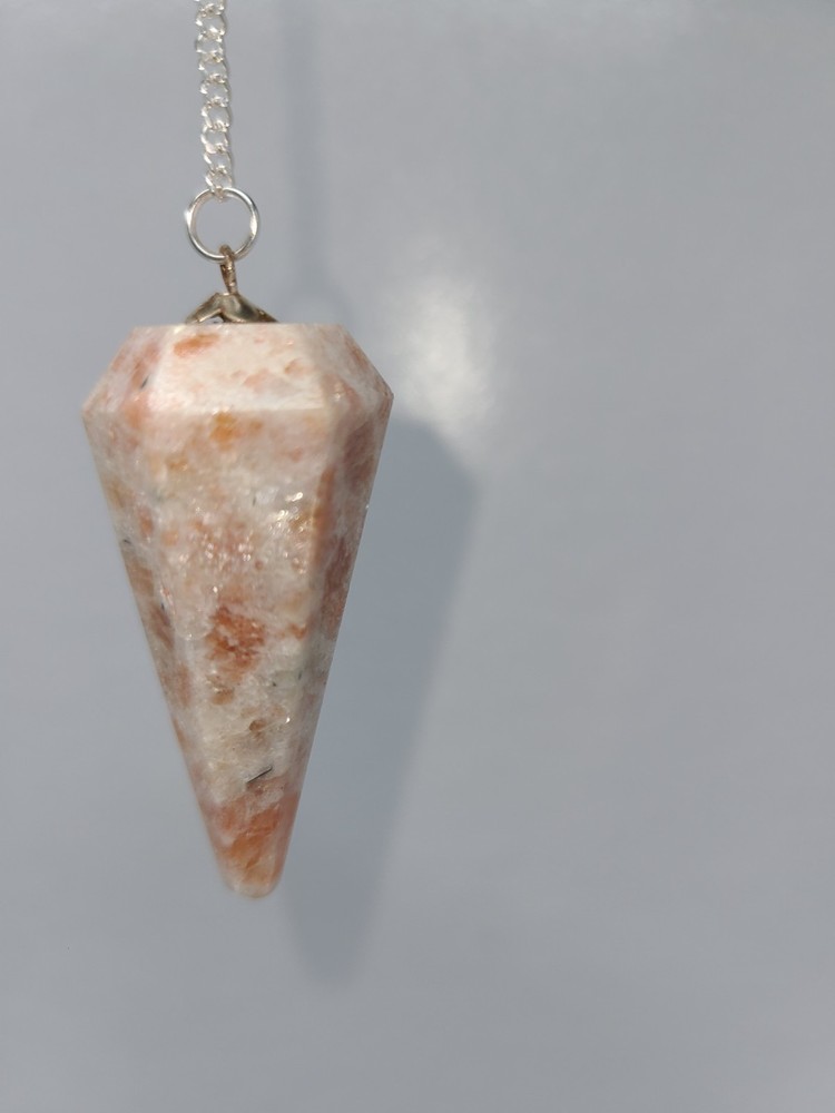 Sunstone Faceted Cone Crystal Dowsing Pendulum Divination Tool