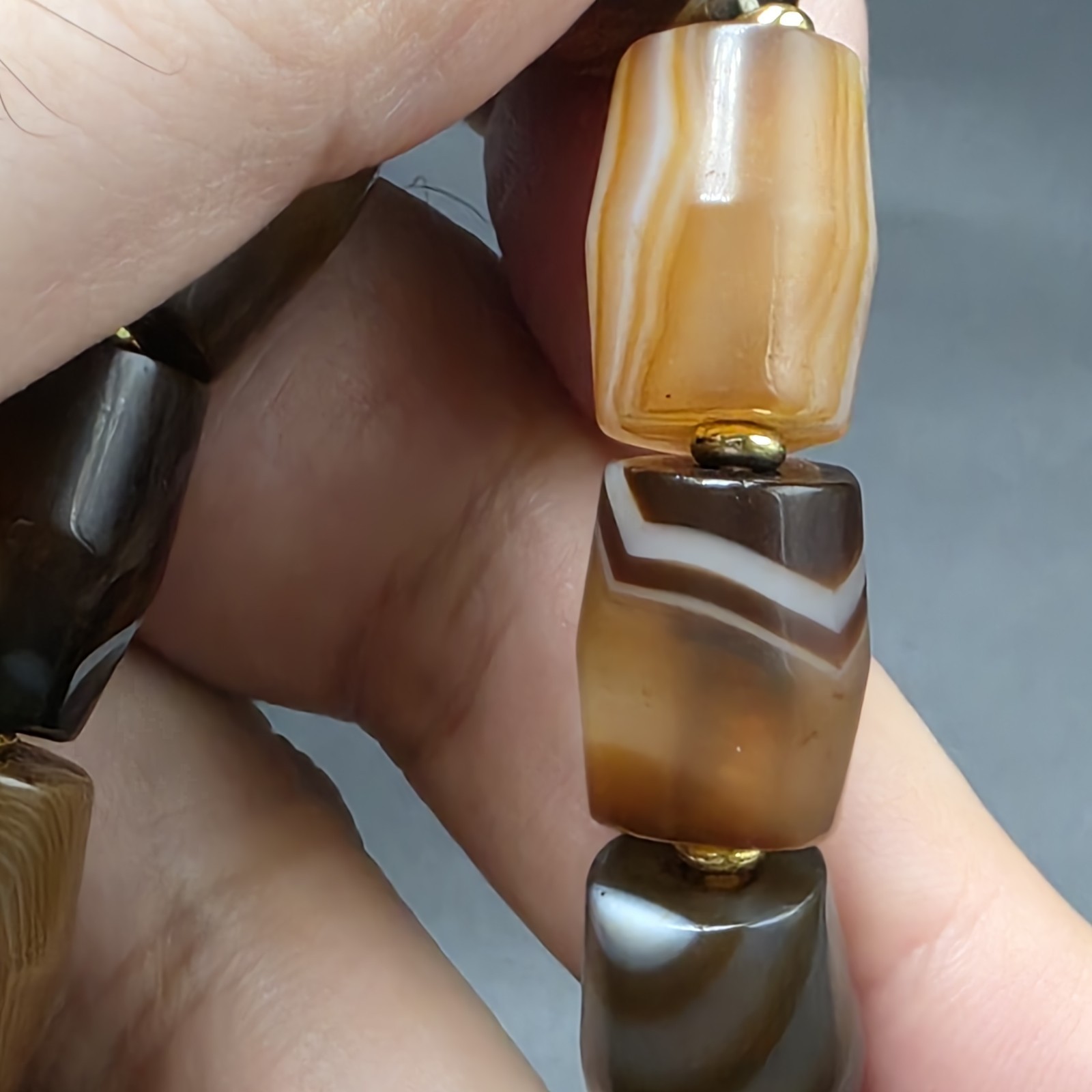 Antique Old Dzi Agate Tibetan Agate Beads Bracelet