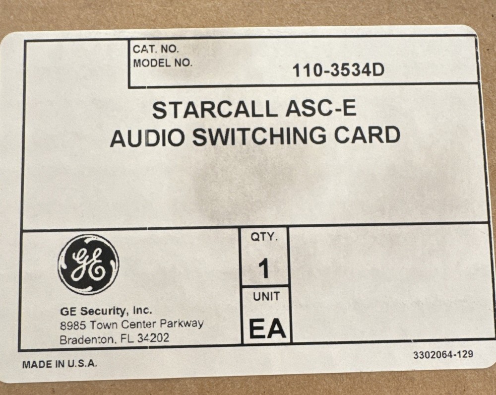 GE Security Audio Switching Card 110-3534D.