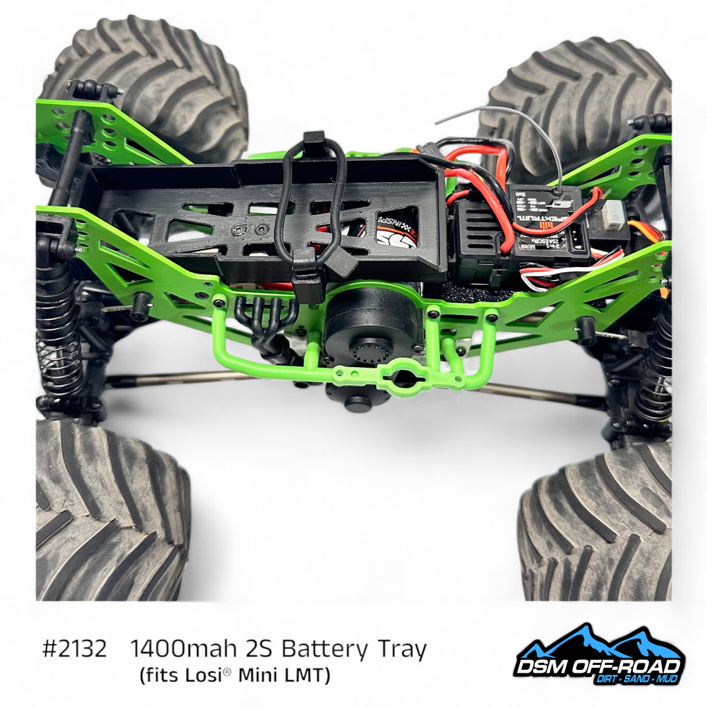 1400mah 2S Battery Tray (Fits Losi® Mini LMT) Works with stock 810mah 2s Lipo
