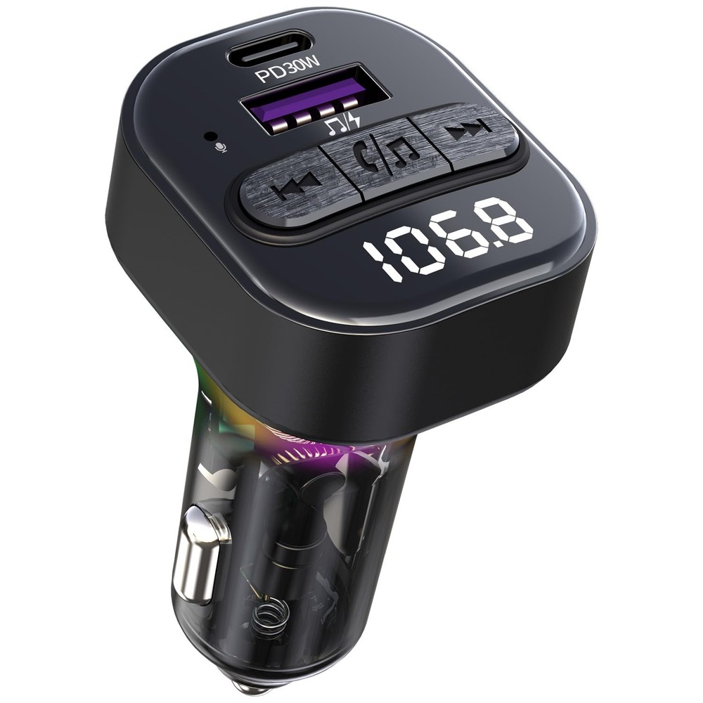 Transmisor FM Bluetooth Cargador Telefono 30W Transmisión De Música Para Coche