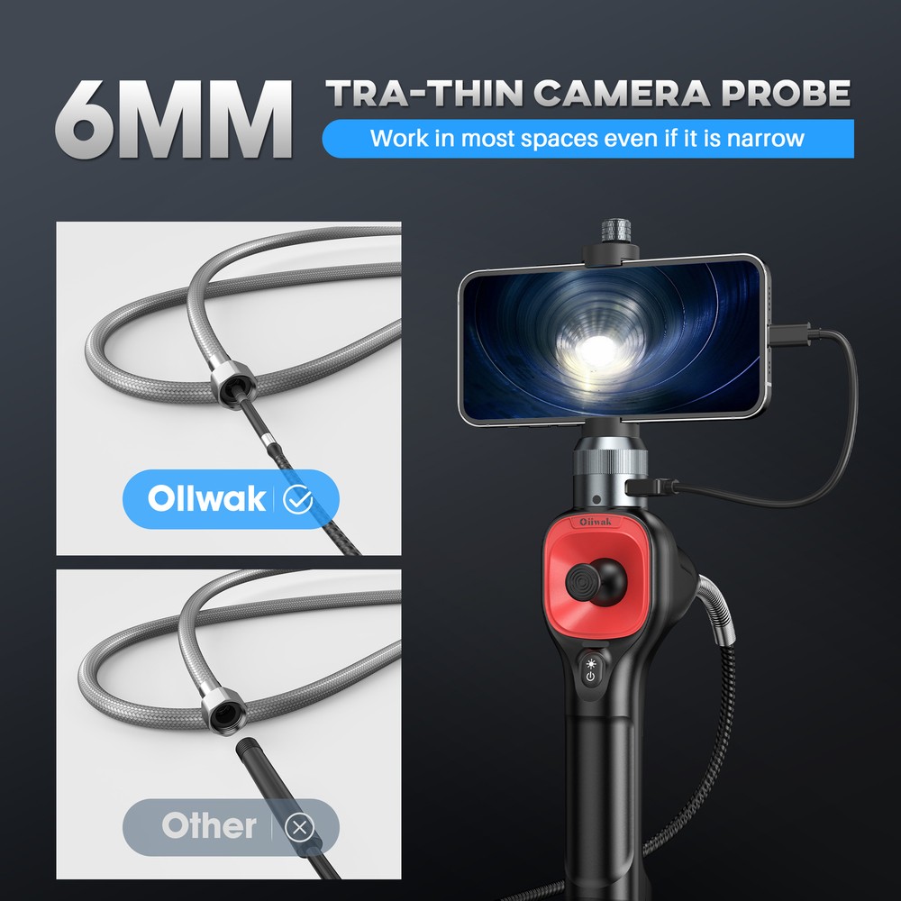 1080P 360° Rotation Borescope Endoscope Camera fit for iphone Android Type-C Kit