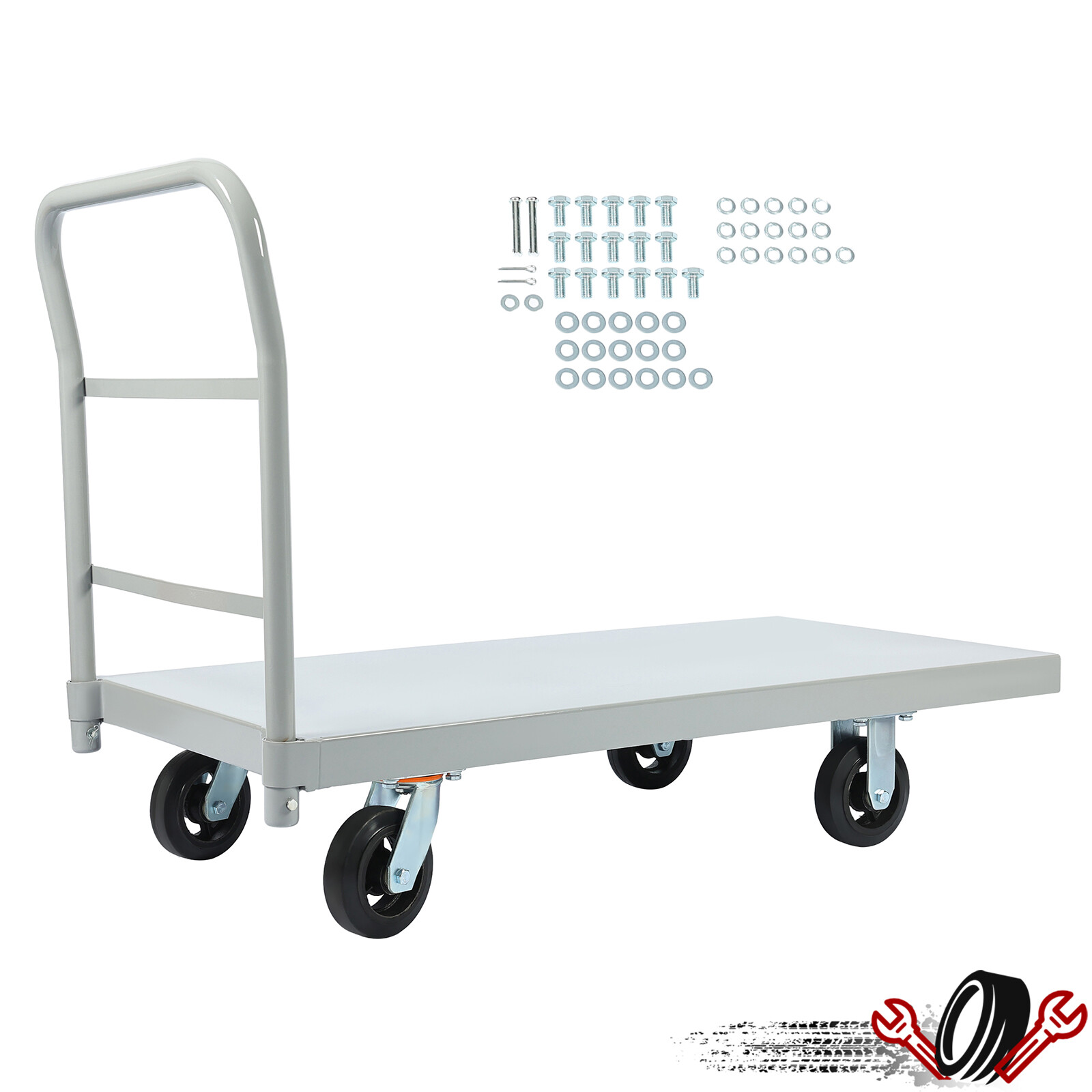 Platform Hand Truck 2000lb Capacity Steel Heavy Duty Flat Dolly Cart W/ Wheels
