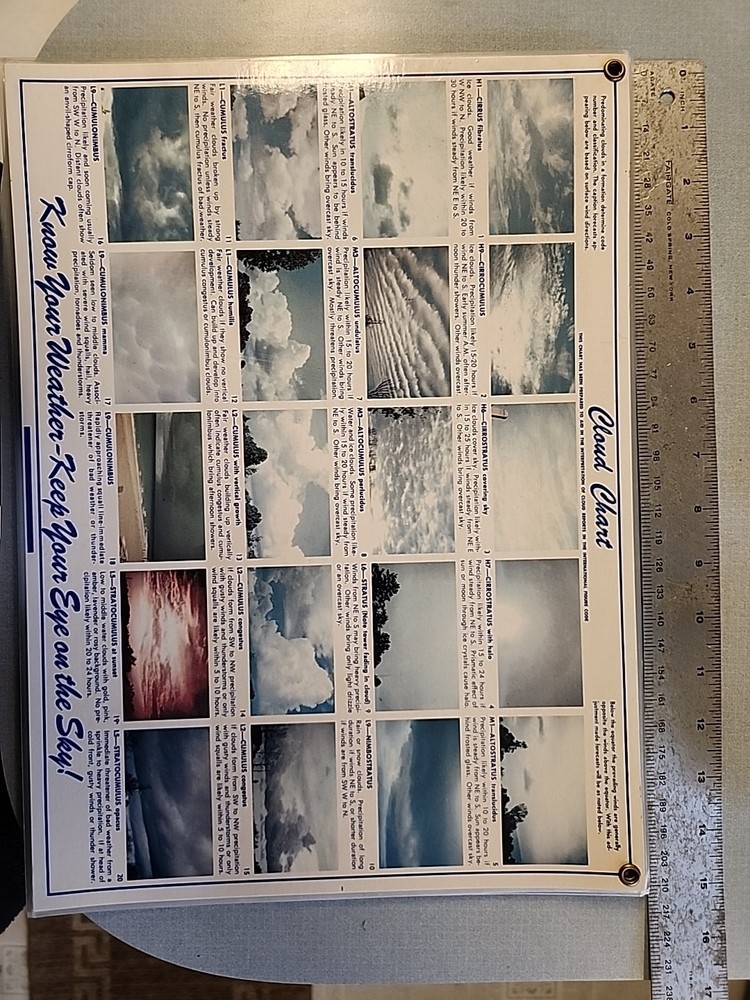 School Weather Cloud Identification Chart Laminated