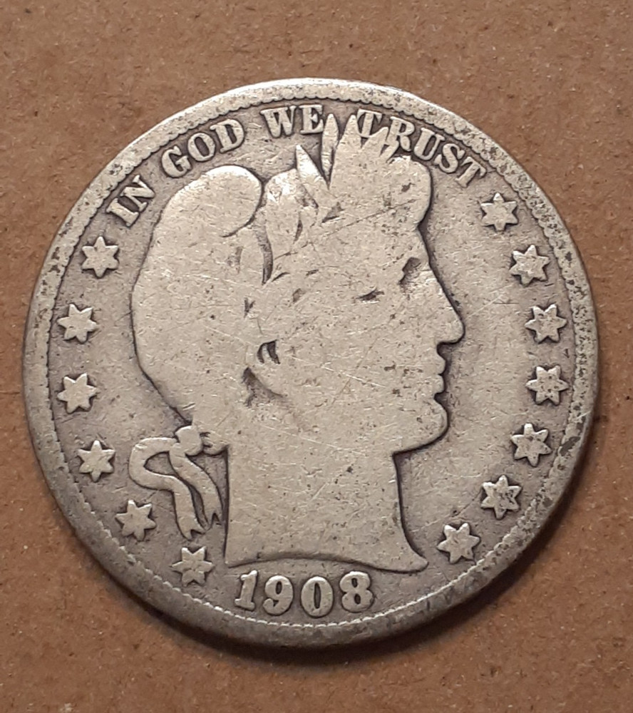 1908 S   BARBER HALF DOLLAR