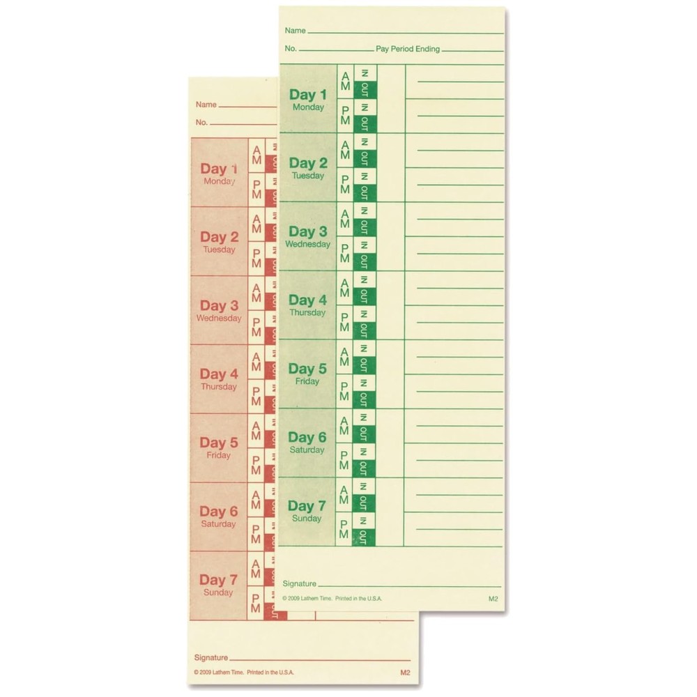 Double-Sided Time Cards for Side-Print Clocks, 100ct