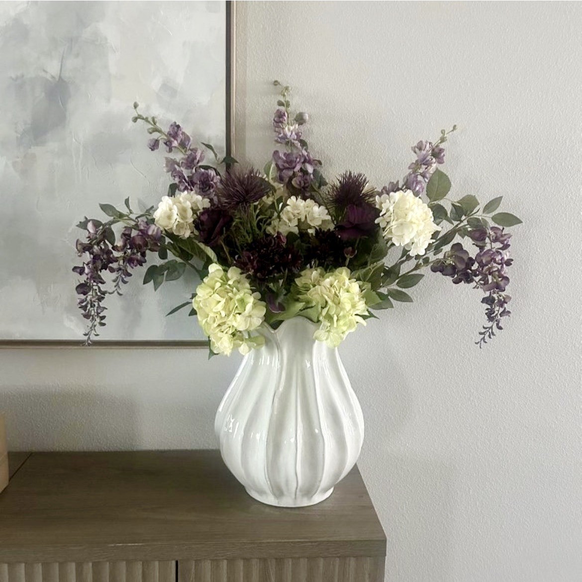 9" Pleated Ceramic Vase Sour Cream - Hearth & Hand with Magnolia NEW-TARGET