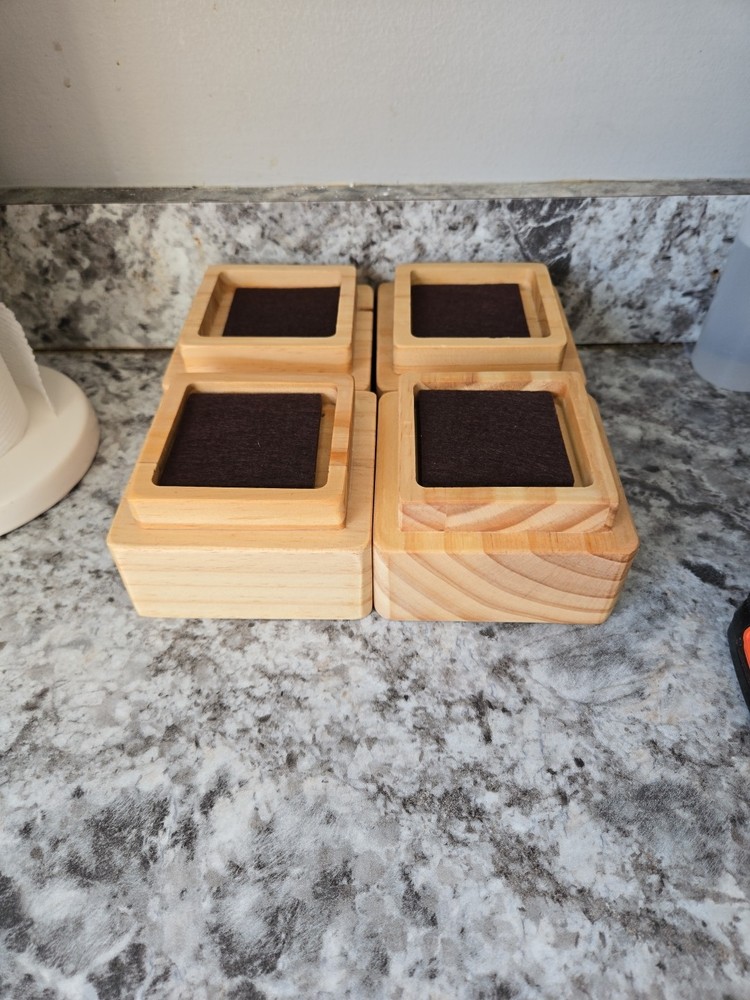 2 Inch Height, 4 Risers, Black - Square Bed Risers for Storage and Cleaning -...