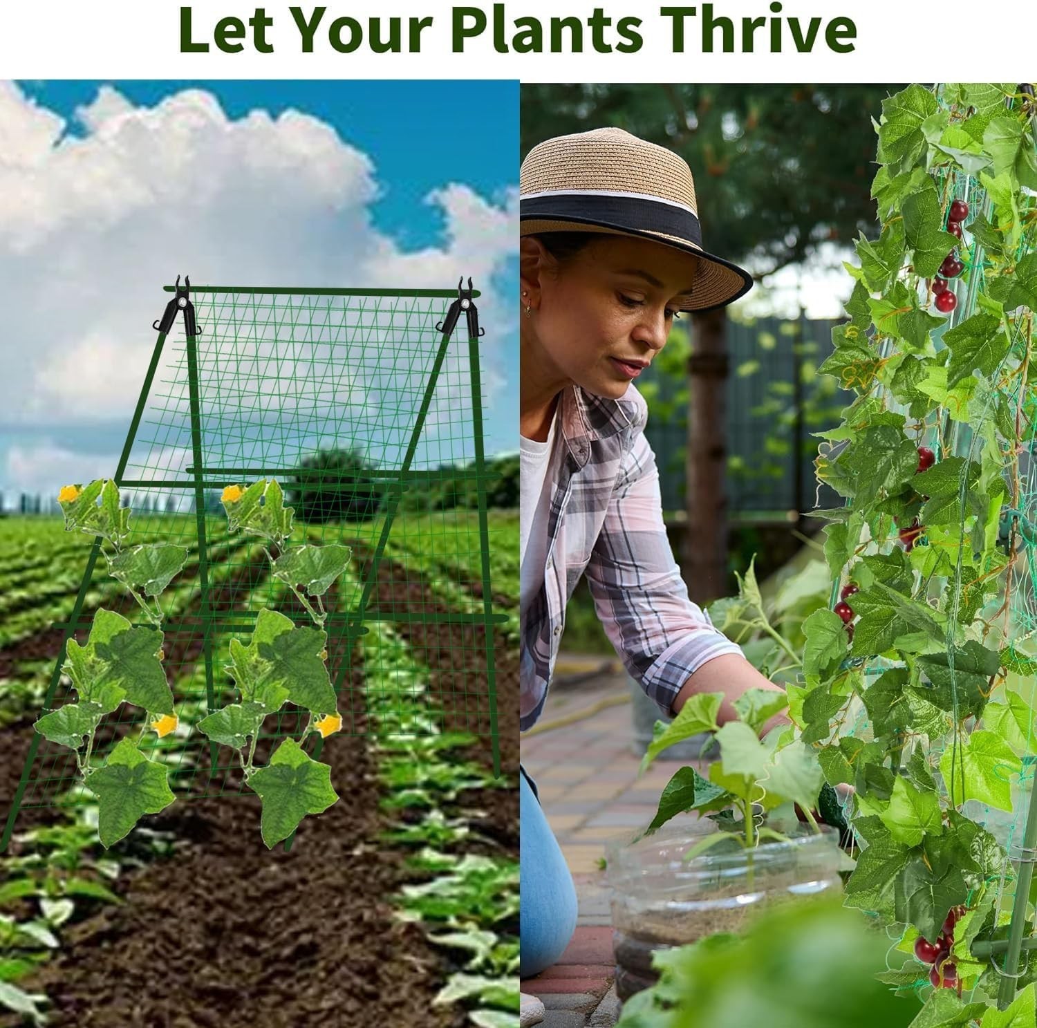 Cucumber Trellis Garden Trellis Arch Trellis, Tall Metal Trellis for Climbing...