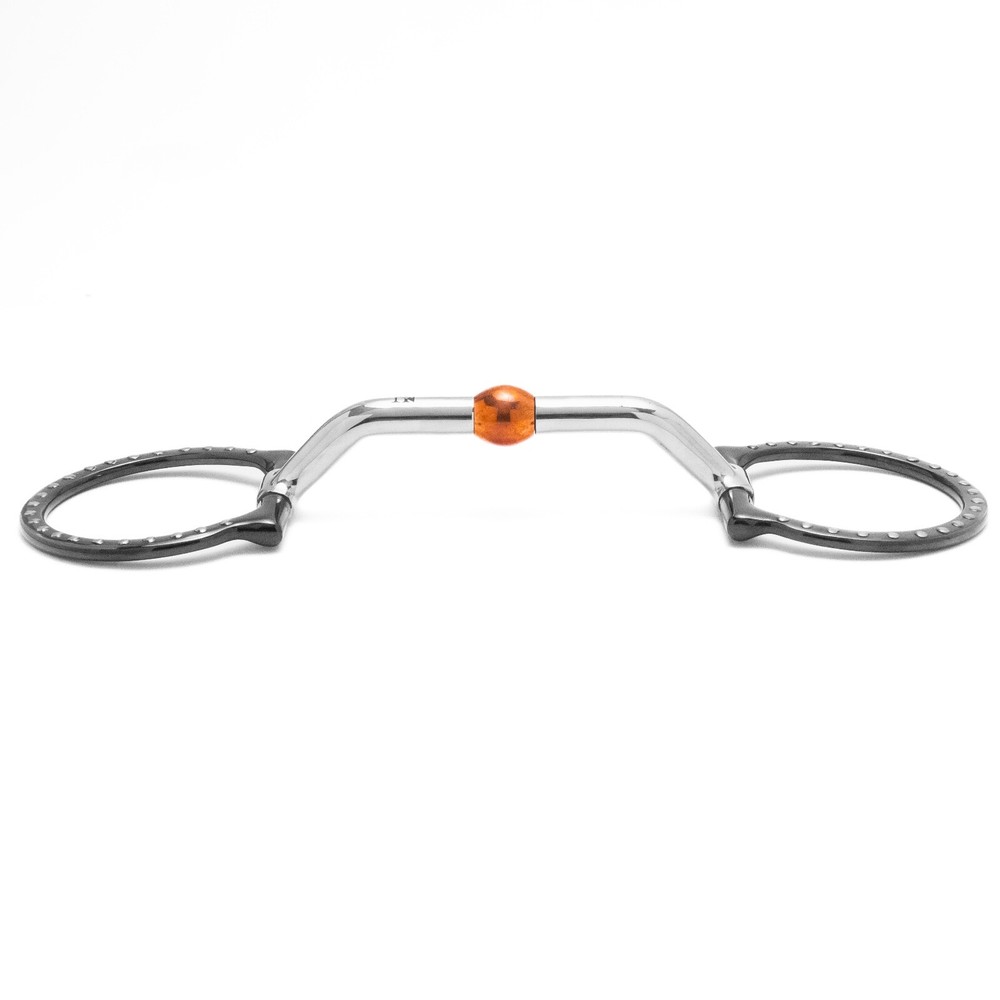 NY Tack 5" Western D Ring Silver Dotted Copper Roller Snaffle Horse Bit