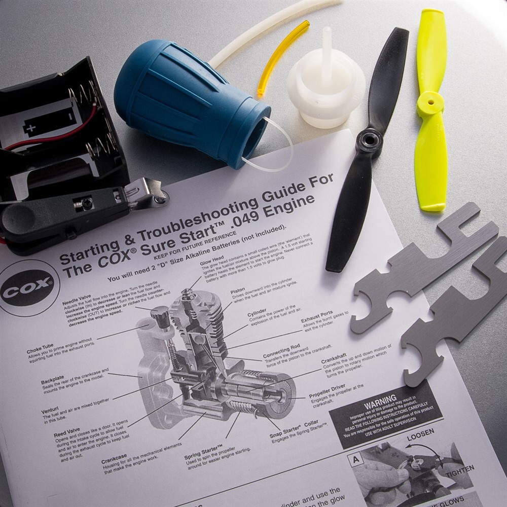 Cox .049 Model Engine Accessory Kit Battery Box Wrench Fuel Pump 049 - Basic