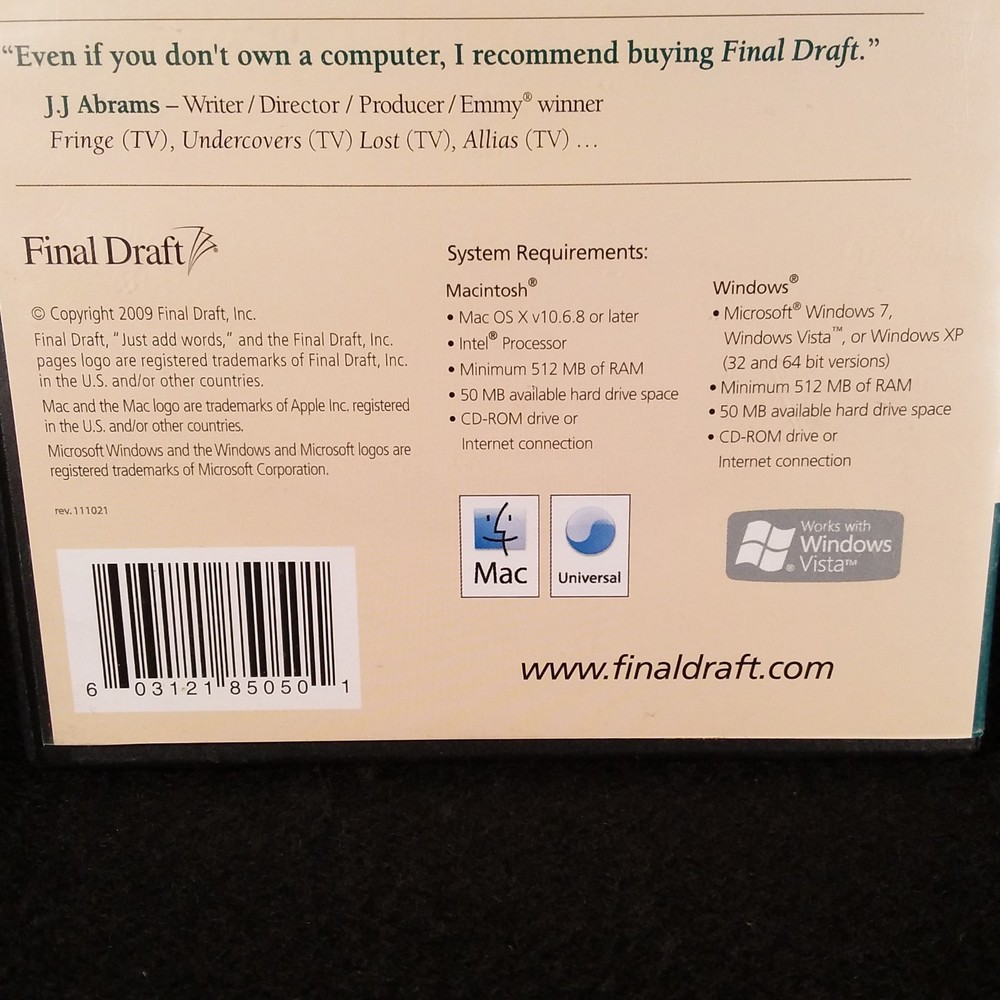 Final Draft - Version 8 - Educational Version - Windows / Mac Software - 2009