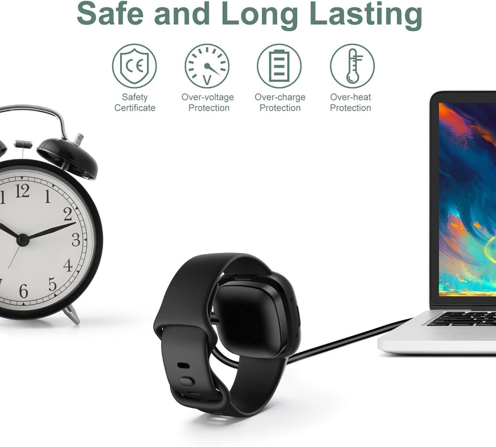 Versa 3 Charging Cable and Wall Plug Charger Compatible with Fitbit Versa 3 Smar