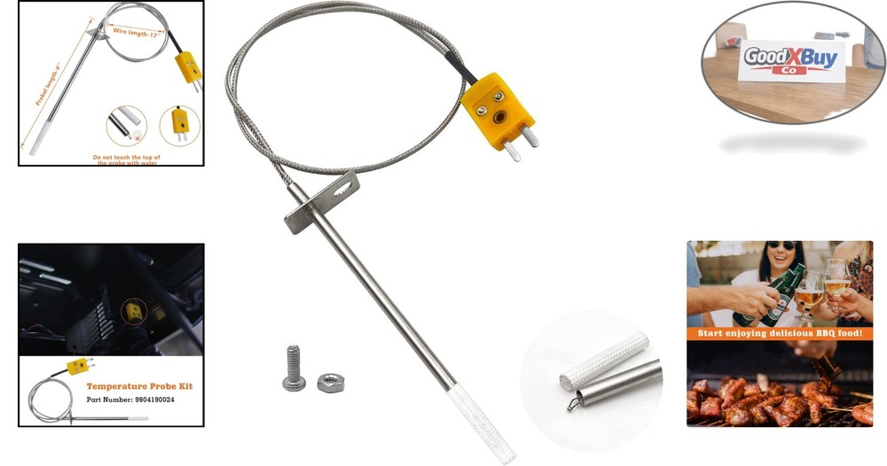 Replacement Temperature Probe Kit for Masterbuilt Gravity Series Grills 4" St...