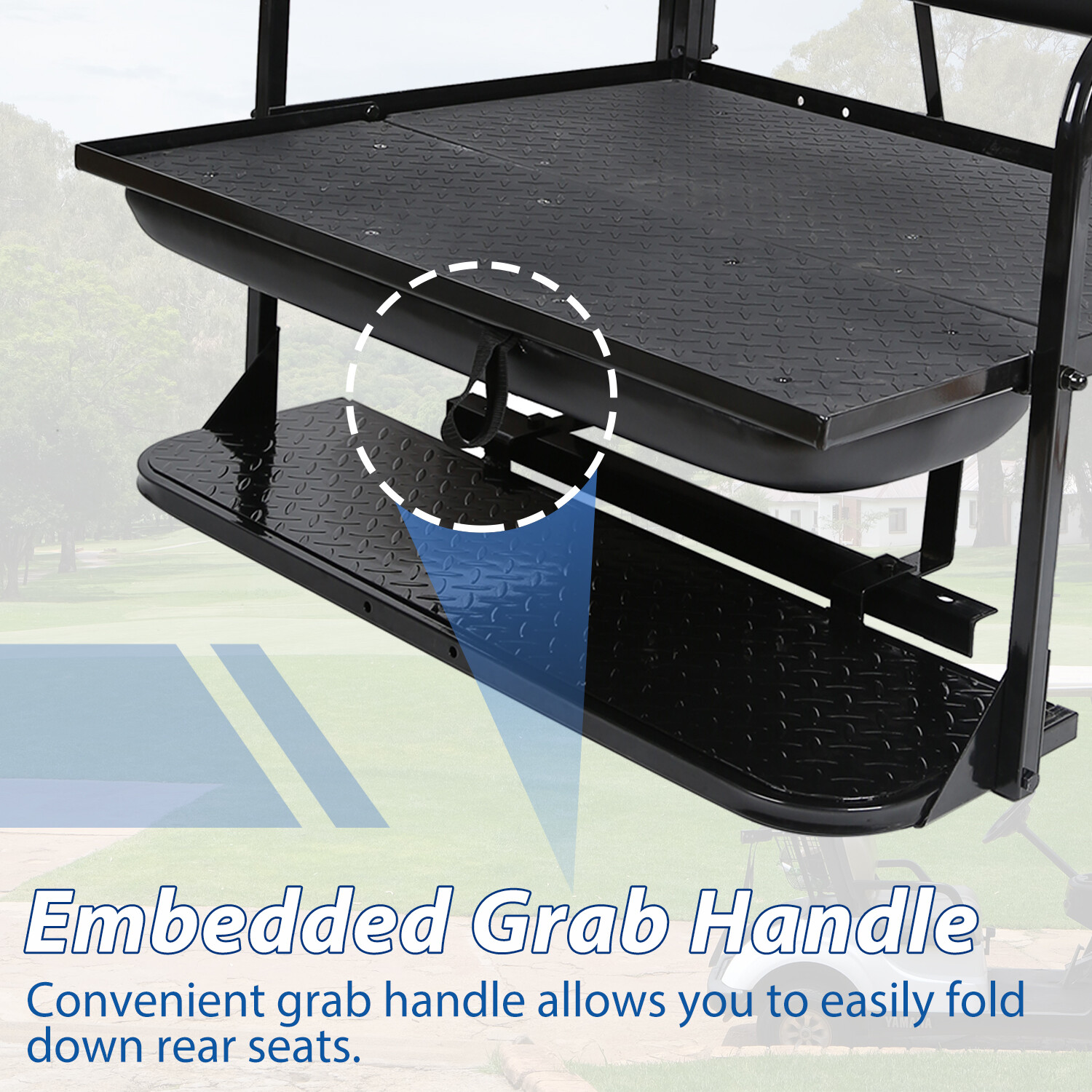 Fit Club Car DS Golf Cart Flip Folding Rear Back Seat Kit - Black