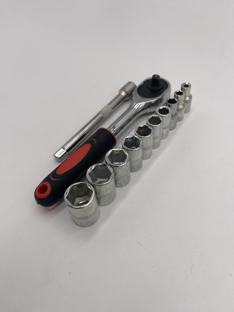 Egofine 12pcs 1/4 Inch Ratchet Socket Wrench Set, Drive Socket Set w/ 10 Socket