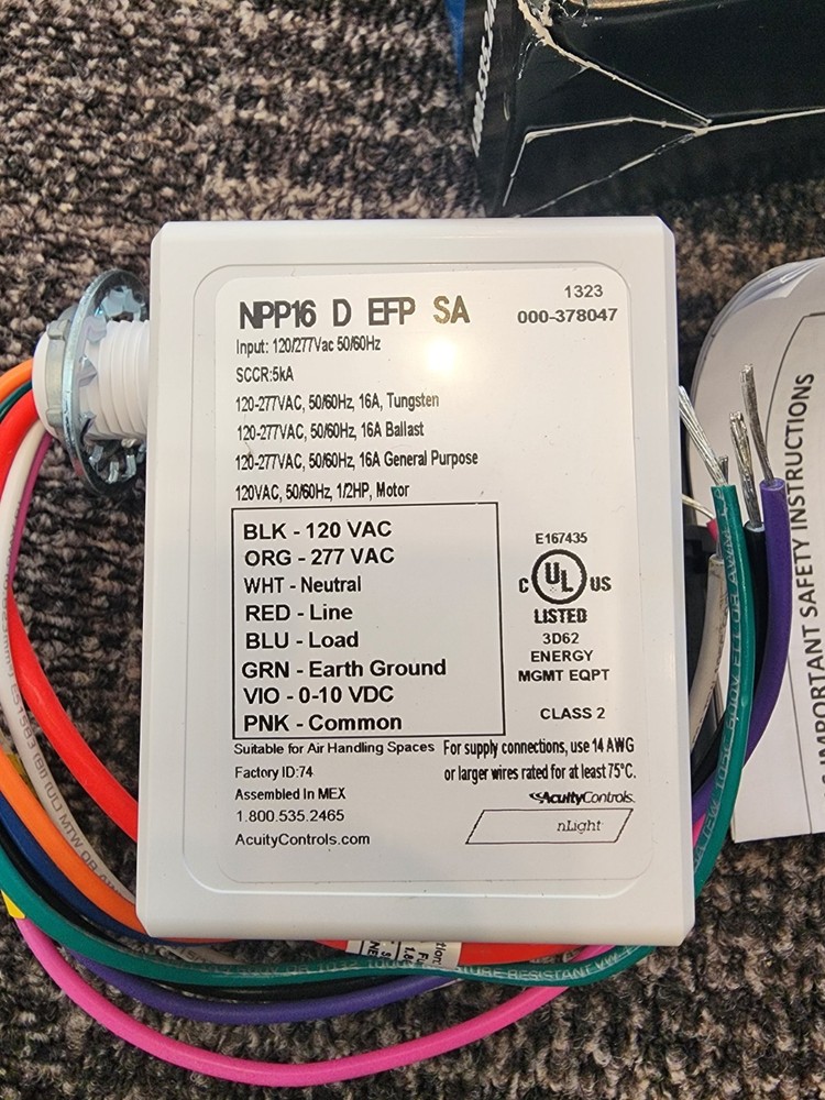 Acuity Controls nLight NPP16 D EFP SA: Power Pack Occupancy Control
