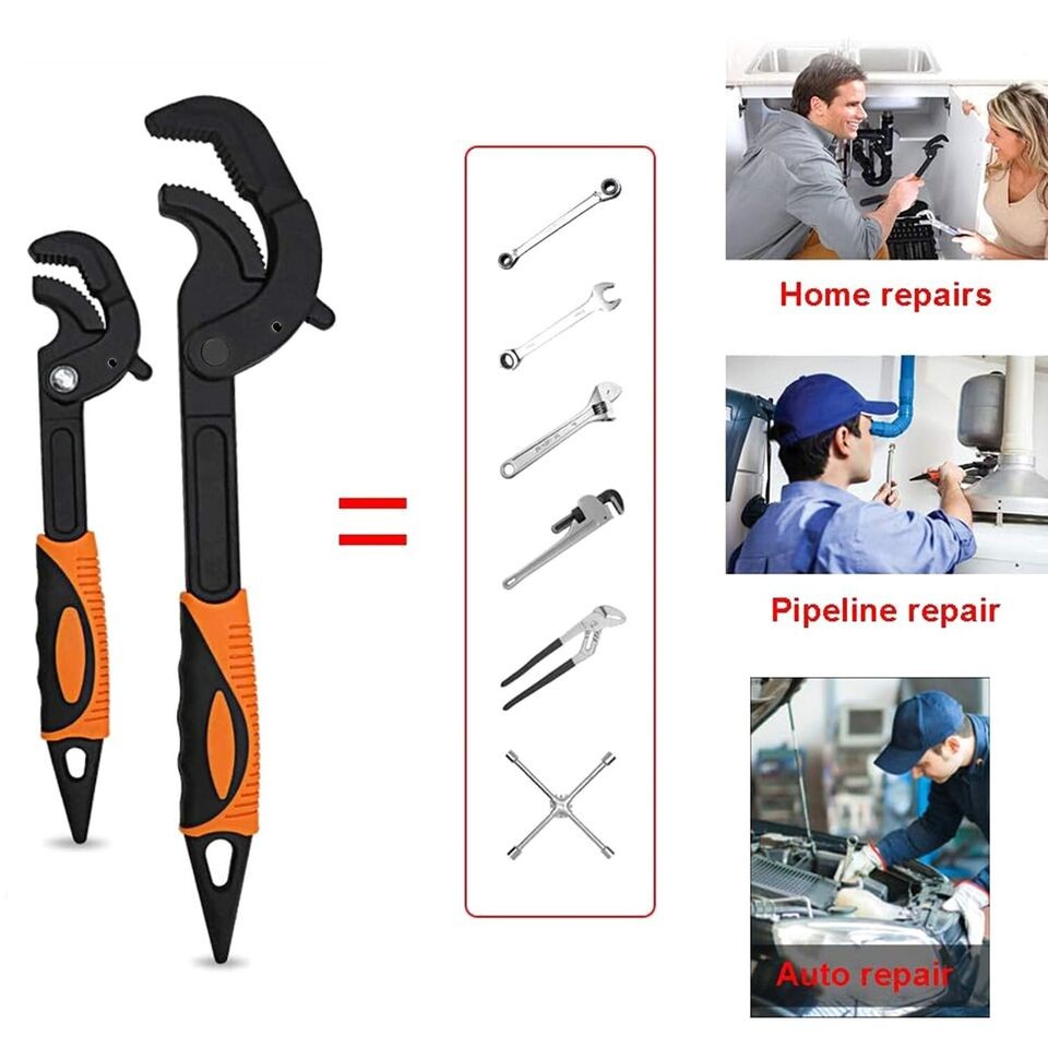 4 PCS Multi-function Magic Wrench Self-Adjusting Spanner Power Grip Pipe Wrench