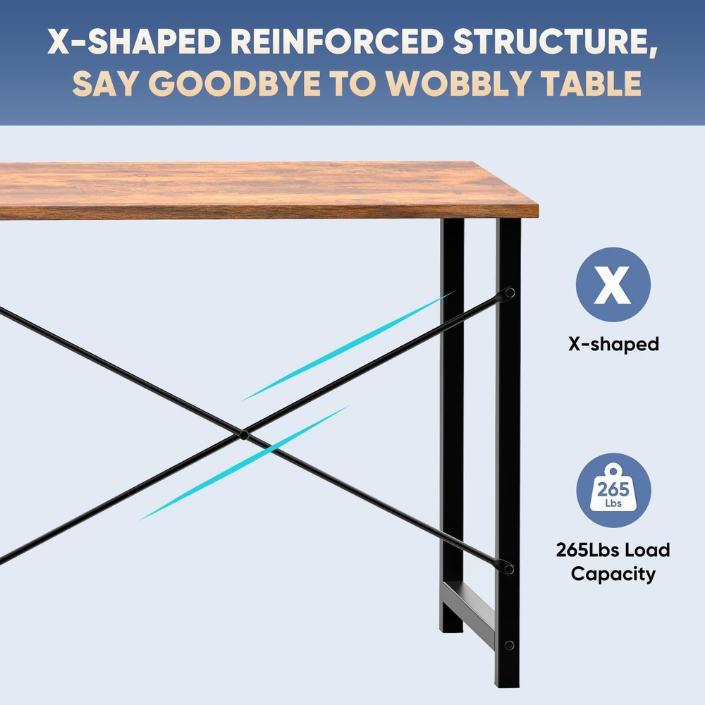 55 Inch Computer Office Desk Writing Gaming Study Work Large Desks for Bedroo...