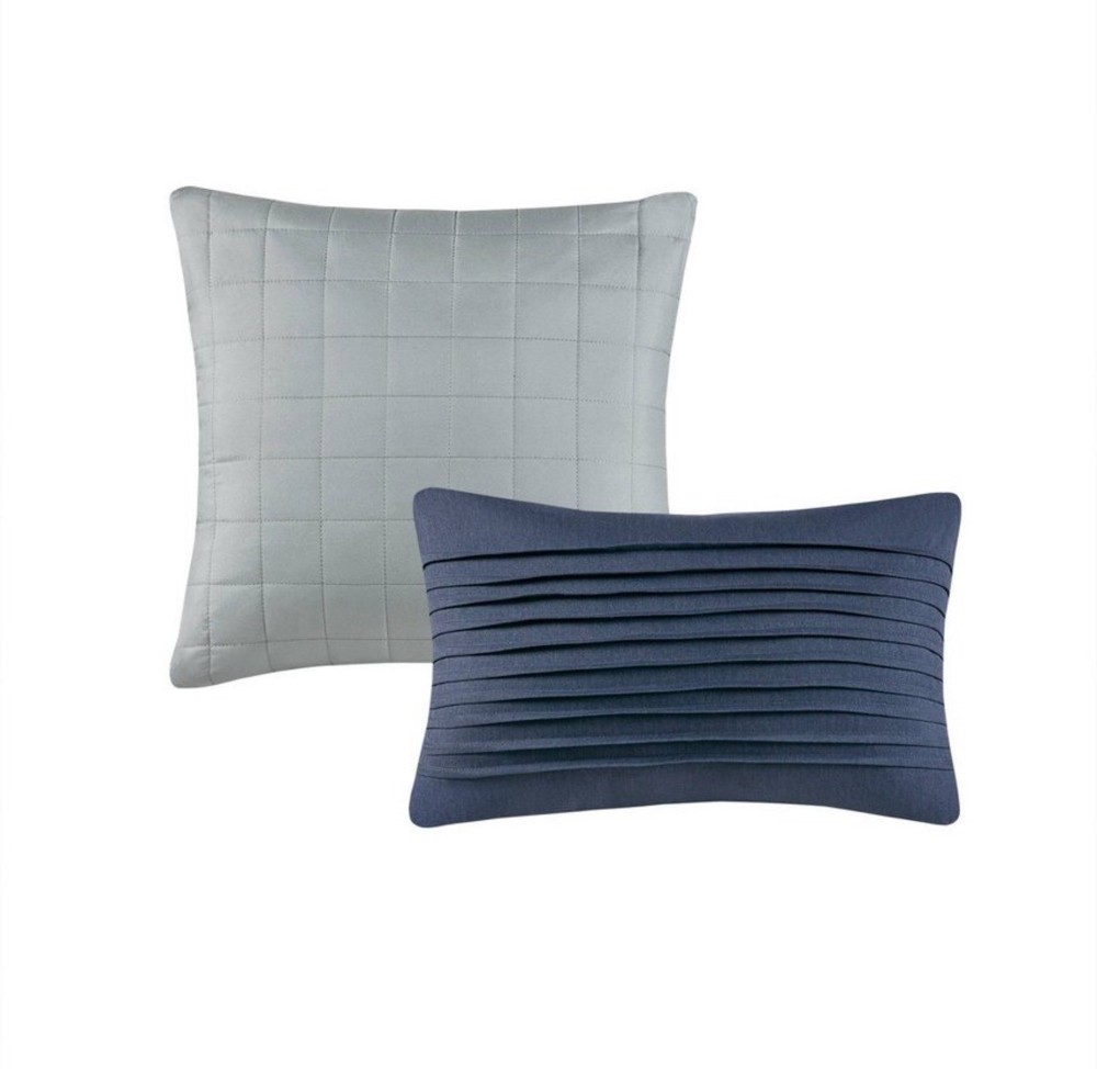 5pc King Plaid Bedding Set Blue