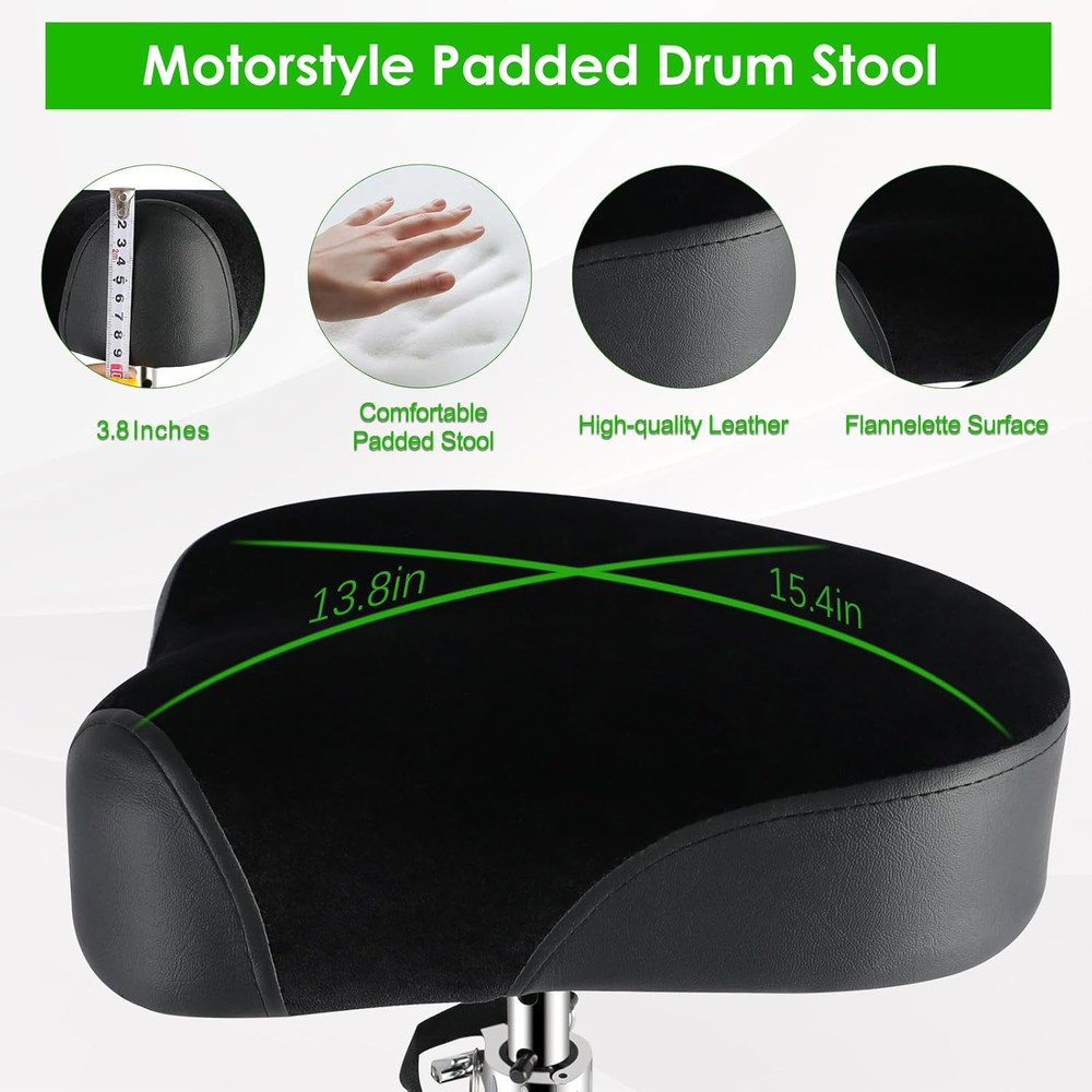 Drum Throne Drum Seat Height Adjustable,Padded Drum Stools Motorcycle Style Drum
