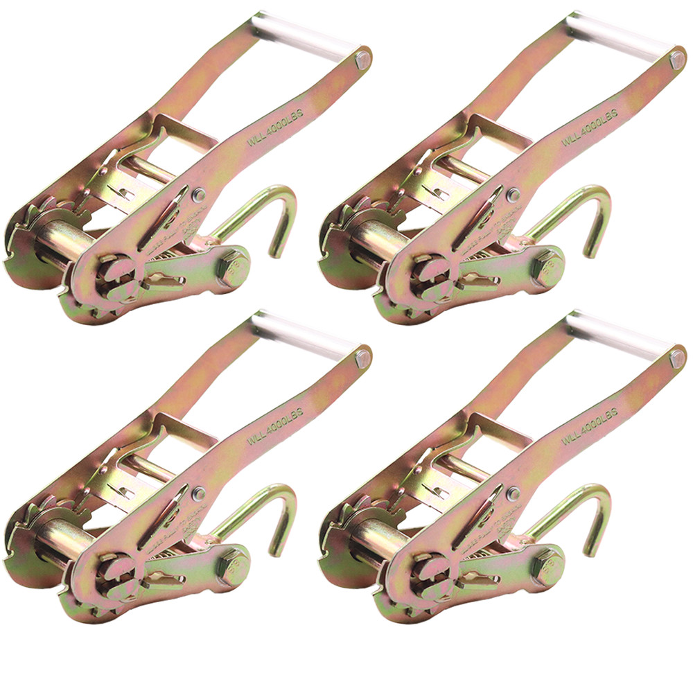 BXR Ratchet with Wire Hook, Double Locking Ratchet Tie Down 4 Pack