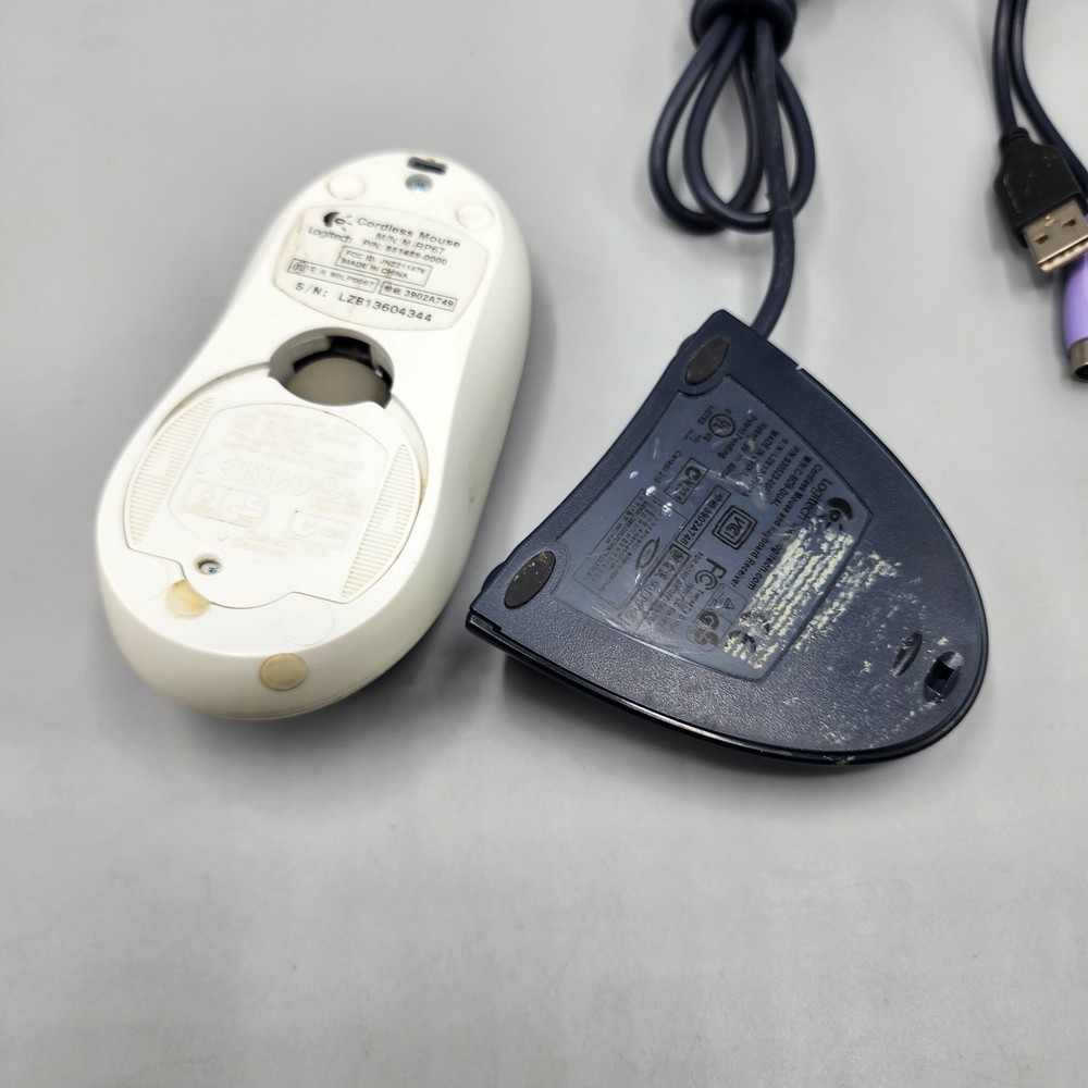 Logitech Cordless Mechanical Ball Desktop Mouse M-RP67 W/ Adapter UNTESTED Read