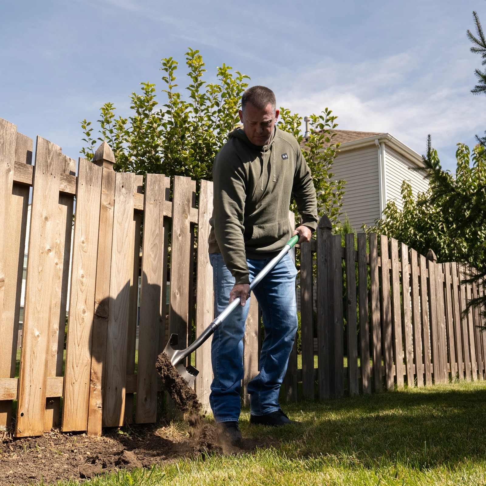 Expert Gard/ner Fiberglass Long Handle Transfer Shovel with Comfort End Grip