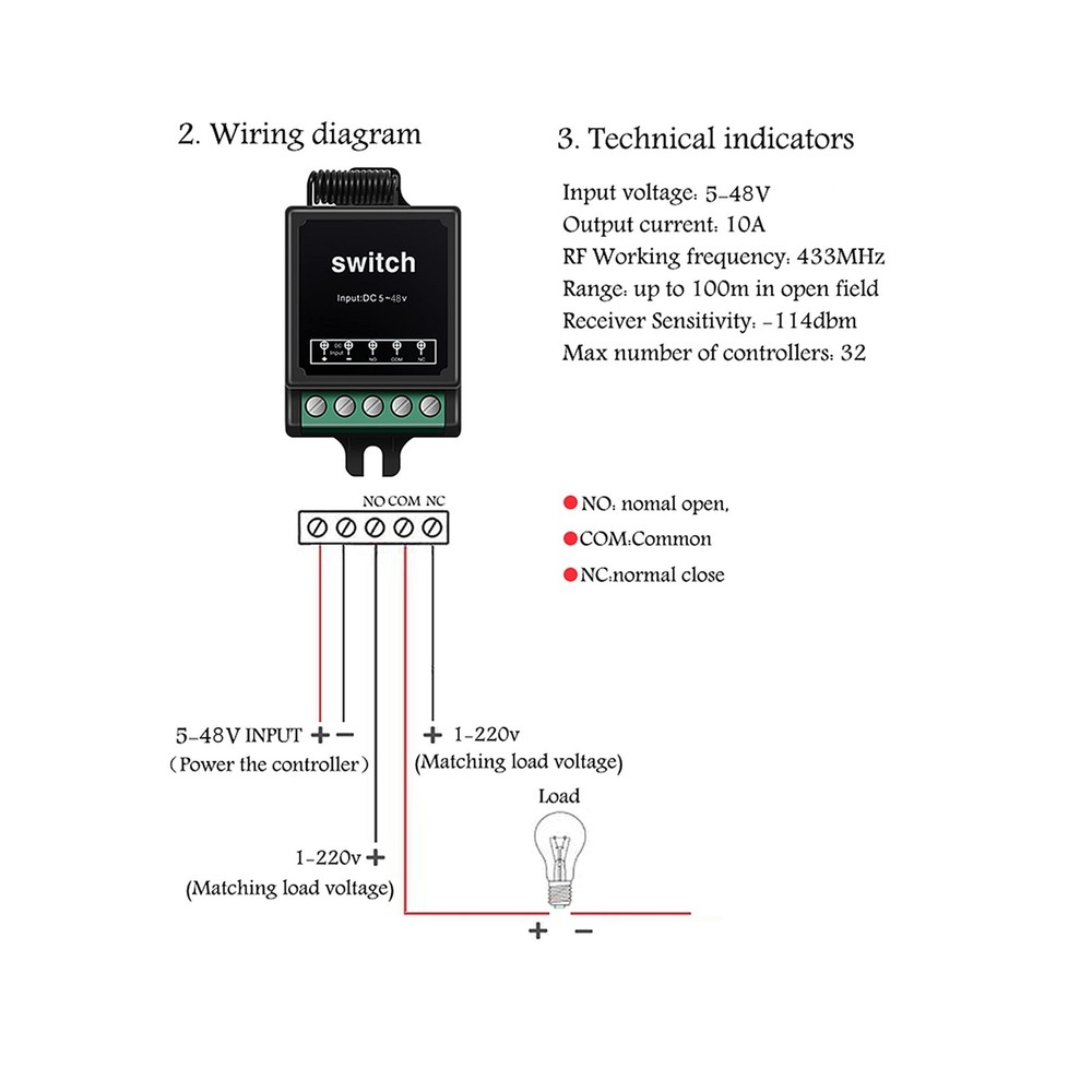 12V Remote Control Switch Mini Wireless Remote Switch Dry Contact Remote Cont...