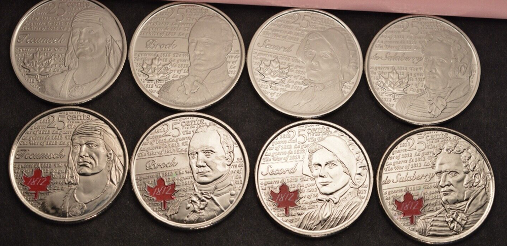 2012 / 2013 - War or 1812 25¢ COMPLETE SET - UNCIRCULATED 🇨🇦
