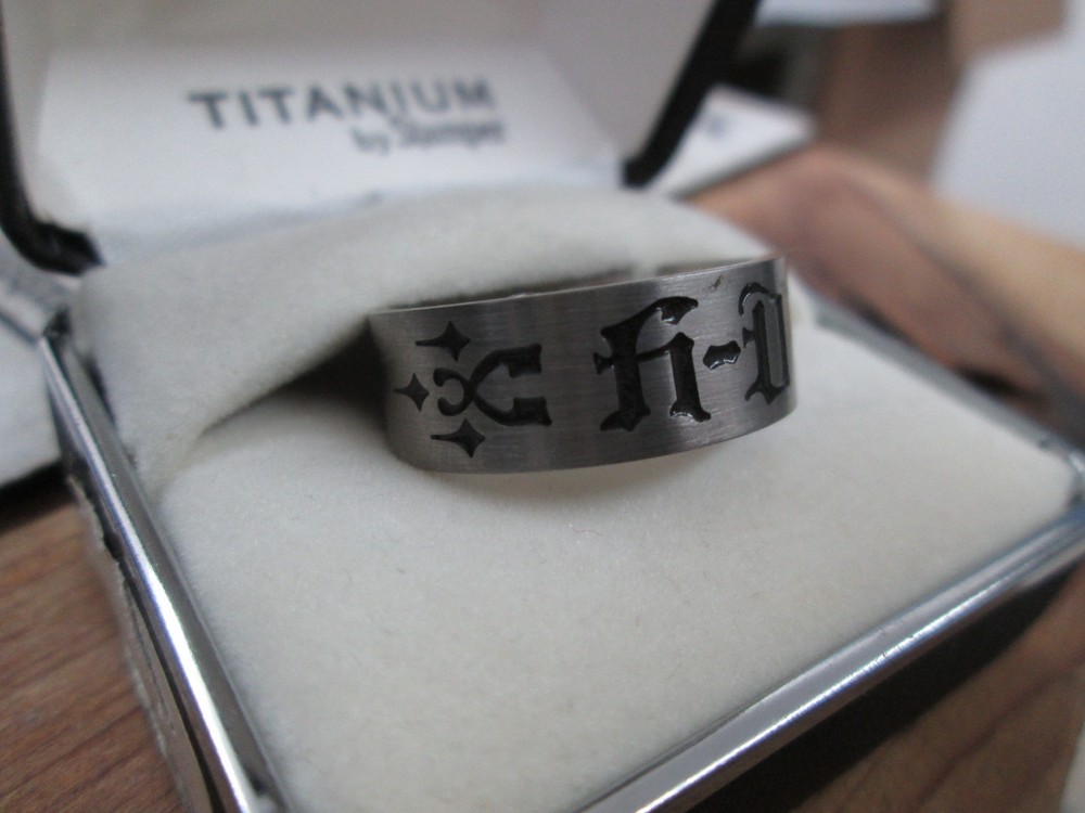 Harley Davidson Stamper Antiqued Brushed Titanium Ring TR37