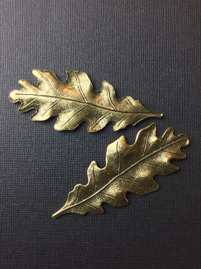 32983 Brass Oxidized Victorian Large Oak Leaf Jewelry Finding
