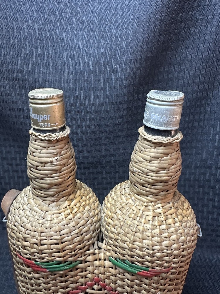 Vintage Double Wicker-Wrapped Wine Bottles Demijohn (Empty Bottles)