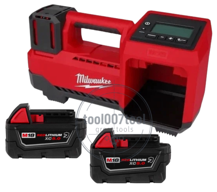 NEW BOX Milwaukee M18 2848-20 Tire Inflator, 2x 5.0 Batteries 18 Volt Tool 18V