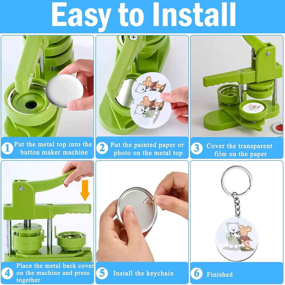Button Maker Keychains Supplies, 200 Pcs 58Mm Pin Maker Set, Metal Button Maker