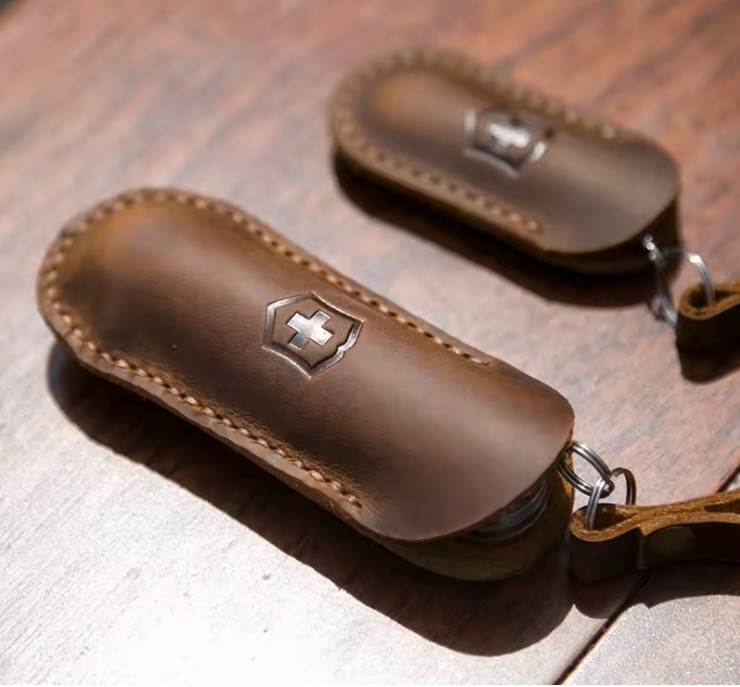 Leather Sheath Cowhide Holster Case for Victorinox Swiss Army Knife 58 91 111mm